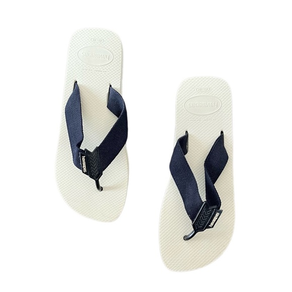 Havaianas Flip Flops Men's 11/12 EU 43/44 Cream Black Urban Basic Sandals - Picture 1 of 5